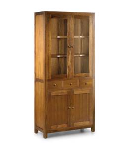 HOLZVITRINE BRAUN 90 x 40 x 190 Braun - Holz teilmassiv - 90 x 190 x 40 cm