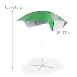 Parasol et abri de plage vert Vert - Argenté - Blanc - Métal - Matière plastique - Textile - 175 x 210 x 175 cm