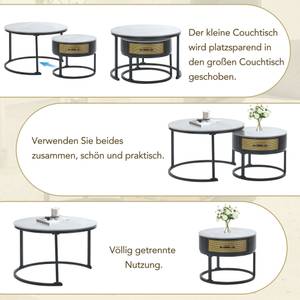 Couchtische 2er Hyperion Ⅰ Schwarz - Grau - Holzwerkstoff - Glas - Metall - Stein - 70 x 46 x 70 cm