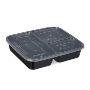 10x meal prep containers 3 compartiments Noir - Matière plastique - 22 x 5 x 19 cm