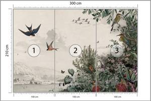 Papier Peint OISEAUX Plantes Paysage 3D 300 x 210 x 210 cm