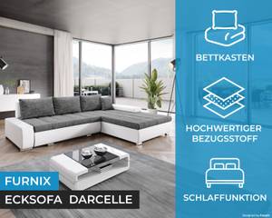 Ecksofa DARCELLE Grau - Weiß