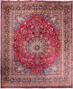 Maschad - 396x298cm Rot - Naturfaser - 298 x 1 x 396 cm