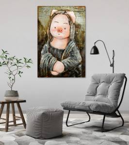 Metallbild Pink Mona Lisa Pink - Metall - 60 x 90 x 6 cm