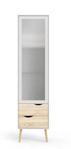 Vitrine Napoli Blanc - En partie en bois massif - 50 x 200 x 39 cm