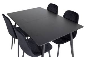 Essgruppe Silar 11 (5-teilig) Schwarz - Massivholz - 90 x 76 x 120 cm