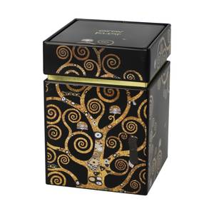 Teedose Gustav Klimt Der Lebensbaum Schwarz - Gold - Metall - 8 x 11 x 8 cm