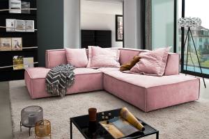 Ecksofa SAMU Stoff Pink - Ecke davorstehend rechts