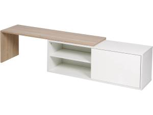 Table basse  Melinda  - Blanc/Chêne Blanc - Bois manufacturé - 32 x 36 x 209 cm