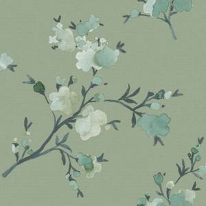 Öko-Strukturtapete Blumenmuster 7252 Grün - Naturfaser - Textil - 53 x 1005 x 1005 cm