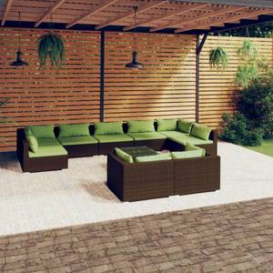 Garten-Lounge-Set (10-teilig) 3013634-9 Braun - Grün - Metall - Polyrattan - 60 x 60 x 60 cm