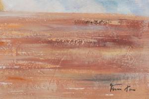 Tableau peint New Sunrise of Life Bleu - Rose foncé - Bois massif - Textile - 120 x 60 x 4 cm