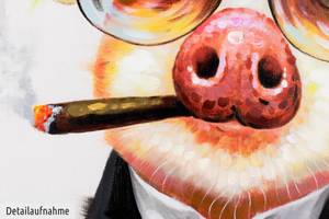 Tableau peint Smoking Hot Bacon Bois massif - Textile - 80 x 80 x 4 cm