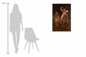 Tableau peint A Ride into the Prairie Marron - Doré - Bois massif - Textile - 60 x 90 x 4 cm