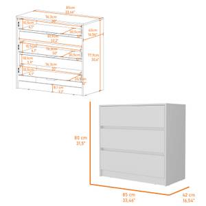 Commode Austin Blanc - Bois manufacturé - Matière plastique - 85 x 80 x 43 cm