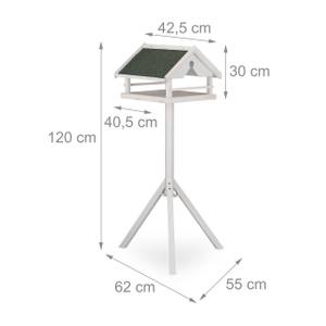 Mangeoire oiseaux extérieur avec support Vert - Blanc - Bois manufacturé - Matière plastique - 62 x 120 x 55 cm