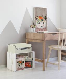 Holzpaneel Blumenpanda Beige - Massivholz - 40 x 60 x 40 cm