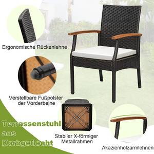 Gartenstuhl Polyrattan (2er Set) Braun - Rattan - 57 x 89 x 61 cm