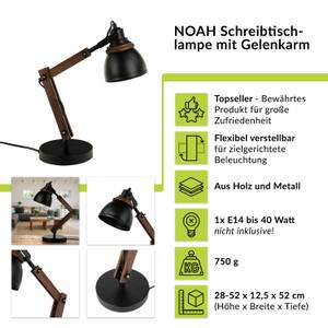 Lampe de table NOAH Noir - Blanc - Bois manufacturé - Métal - 12 x 52 x 52 cm