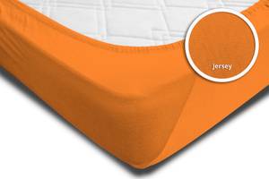 2 Spannbettlaken Jersey orange 200x200cm Orange - Textil - 200 x 25 x 200 cm
