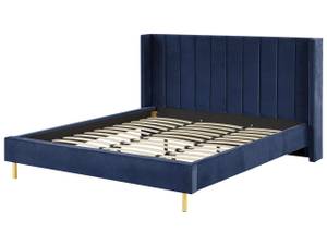 Lit double VILLETTE Noir - Bleu - Bleu marine - Largeur : 205 cm