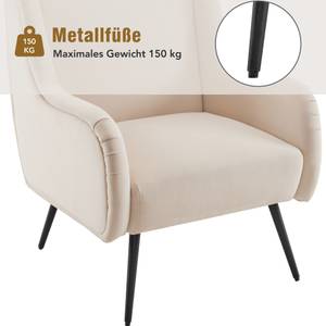 Fauteuil simple Mercury Ⅶ Beige - Bois manufacturé - Métal - Bois massif - Textile - Bois/Imitation - 70 x 90 x 72 cm