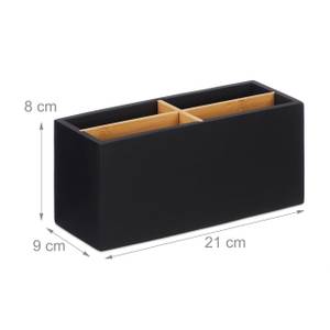 Schreibtisch Organizer 4 Fächer schwarz Schwarz - Braun - Bambus - 21 x 8 x 9 cm