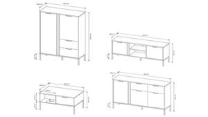 Wohnzimmer-Set Wohnwand Lars 4-teilig Grau - Holzwerkstoff - 410 x 124 x 40 cm