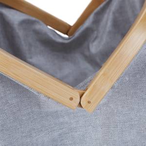 Wäschesack mit Schultergurten Braun - Grau - Weiß - Bambus - Textil - 39 x 65 x 25 cm