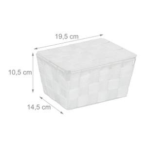 1 x Aufbewahrungskorb mit Deckel weiß Weiß - Metall - Kunststoff - 20 x 11 x 15 cm