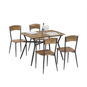 Ensemble de Table et 4 Chaises OGT49-F Noir - Marron - Bois manufacturé - Métal - 110 x 76 x 70 cm