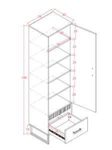 Stauraumschrank LAMELIX Braun - Holzwerkstoff - 50 x 196 x 40 cm