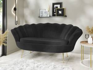 2-Sitzer Samt Muschel Sofa Cara Schwarz - Gold