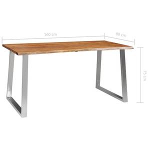Table de salle à manger 299024 Marron - Métal - Bois massif - Bois/Imitation - 80 x 75 x 160 cm