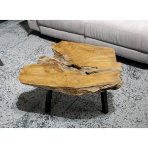 Table Basse Racine Teck Pieds métal noir Marron - Bois massif - 90 x 40 x 80 cm