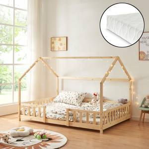 Kinderbett Sisimiut + Matratze Beige - 206 x 143 x 146 cm