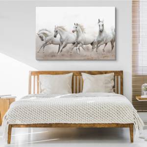 Leinwandbild Gallop Pferde Tiere Sand 3D 70 x 50 x 50 cm