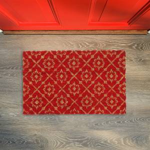 Kokos Fußmatte mit floralem Muster Braun - Rot - Naturfaser - Kunststoff - 60 x 2 x 40 cm