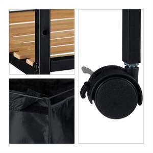 Etagère sur roues salle de bain avec sac Noir - Marron - Bambou - Métal - Textile - 39 x 90 x 33 cm