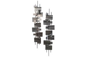 Wanddeko Metall Living Geometry Silber - Metall - 26 x 107 x 5 cm