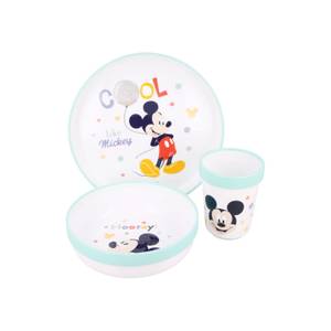 Kindergeschirr Mickey Mouse 3er Set Blau - Kunststoff - 1 x 1 x 1 cm