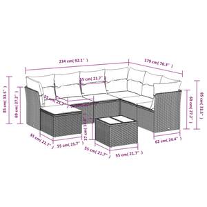 Gartensitzgruppe K2886(8-tlg) Schwarz - Massivholz - 69 x 179 x 234 cm