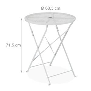 Table ronde pliante en acier Blanc - Métal - 61 x 72 x 61 cm