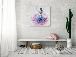 Tableau peint à la main Prima Ballerina Mauve - Blanc - Bois massif - Textile - 80 x 80 x 4 cm