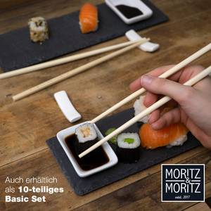 Sushi 22tlg Schiefer Geschirr-Set 4 Pers Schwarz - Porzellan - 25 x 12 x 42 cm