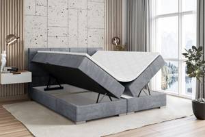 Boxspringbett ARDENI Hellgrau - Breite: 160 cm - H4