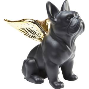 Deko Figur Sitting Angel Dog Schwarz - Keramik - Stein - 12 x 22 x 21 cm