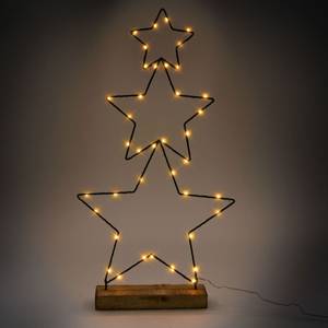 3er Set Weihnachtsstern mit WW LEDs Schwarz - Holzwerkstoff - 4 x 57 x 31 cm