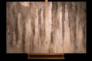 Acrylbild handgemalt Silver Antre Schwarz - Massivholz - Textil - 120 x 80 x 4 cm