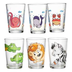 Kindergläser Meer- und Zootiere 6er Set Glas - 7 x 10 x 7 cm